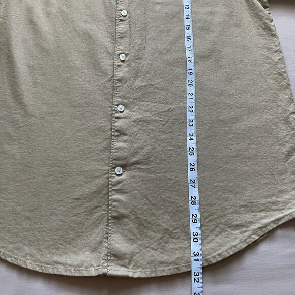 Shaquille O’Neal Tan Men’s Linen Blend Button Down Shirt Size Large Tall - Picture 3 of 6